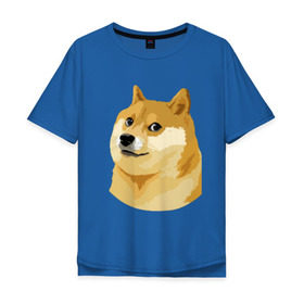 Мужская футболка хлопок Oversize с принтом Doge в Тюмени, 100% хлопок | свободный крой, круглый ворот, “спинка” длиннее передней части | such wow | вау | доги