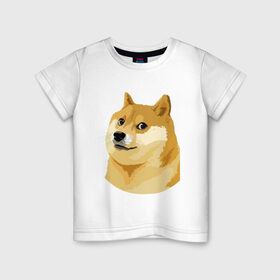Детская футболка хлопок с принтом Doge в Тюмени, 100% хлопок | круглый вырез горловины, полуприлегающий силуэт, длина до линии бедер | Тематика изображения на принте: such wow | вау | доги