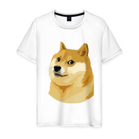 Мужская футболка хлопок с принтом Doge в Тюмени, 100% хлопок | прямой крой, круглый вырез горловины, длина до линии бедер, слегка спущенное плечо. | Тематика изображения на принте: such wow | вау | доги