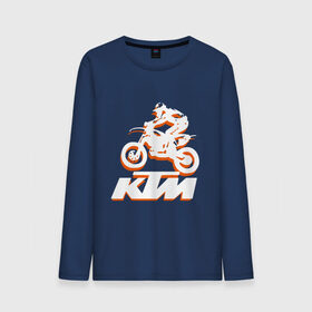 Мужской лонгслив хлопок с принтом KTM белый в Тюмени, 100% хлопок |  | cross | ktm | motocross | кросс | мото