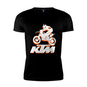 Мужская футболка премиум с принтом KTM белый в Тюмени, 92% хлопок, 8% лайкра | приталенный силуэт, круглый вырез ворота, длина до линии бедра, короткий рукав | Тематика изображения на принте: cross | ktm | motocross | кросс | мото