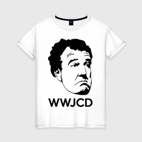 Женская футболка хлопок с принтом Джереми Кларксон в Тюмени, 100% хлопок | прямой крой, круглый вырез горловины, длина до линии бедер, слегка спущенное плечо | bbc | jeremy clarkson | top gear | джереми кларксон | топ гир
