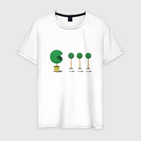 Мужская футболка хлопок с принтом Pacman tree в Тюмени, 100% хлопок | прямой крой, круглый вырез горловины, длина до линии бедер, слегка спущенное плечо. | 