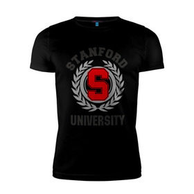 Мужская футболка премиум с принтом Стэнфорд в Тюмени, 92% хлопок, 8% лайкра | приталенный силуэт, круглый вырез ворота, длина до линии бедра, короткий рукав | stanford | институт | студентам | стэнфорд | университет