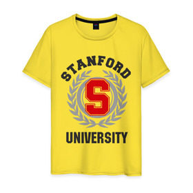 Мужская футболка хлопок с принтом Стэнфорд в Тюмени, 100% хлопок | прямой крой, круглый вырез горловины, длина до линии бедер, слегка спущенное плечо. | Тематика изображения на принте: stanford | институт | студентам | стэнфорд | университет