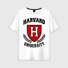 Женская футболка хлопок Oversize с принтом Гарвард в Тюмени, 100% хлопок | свободный крой, круглый ворот, спущенный рукав, длина до линии бедер
 | harvard | university | гарвард | институт | студентам | университет