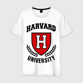Мужская футболка хлопок с принтом Гарвард в Тюмени, 100% хлопок | прямой крой, круглый вырез горловины, длина до линии бедер, слегка спущенное плечо. | harvard | university | гарвард | институт | студентам | университет