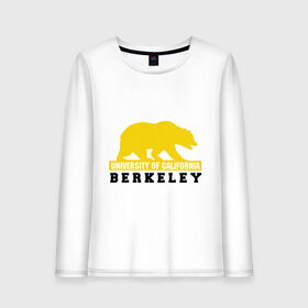 Женский лонгслив хлопок с принтом Беркли в Тюмени, 100% хлопок |  | bear | berkeley | беркли | институт | калифорния | медведь | студентам | университет