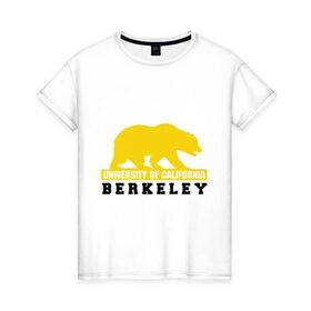 Женская футболка хлопок с принтом Беркли в Тюмени, 100% хлопок | прямой крой, круглый вырез горловины, длина до линии бедер, слегка спущенное плечо | bear | berkeley | беркли | институт | калифорния | медведь | студентам | университет