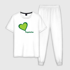 Мужская пижама хлопок с принтом Vegetarian (Вегетерианство) в Тюмени, 100% хлопок | брюки и футболка прямого кроя, без карманов, на брюках мягкая резинка на поясе и по низу штанин
 | 