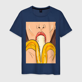 Мужская футболка хлопок с принтом Банан в Тюмени, 100% хлопок | прямой крой, круглый вырез горловины, длина до линии бедер, слегка спущенное плечо. | Тематика изображения на принте: банан