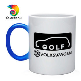 Кружка хамелеон с принтом Фольцваген гольф в Тюмени, керамика | меняет цвет при нагревании, емкость 330 мл | golf | logo | volkswagen | гольф | логотип | фольцваген
