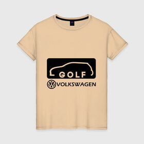 Женская футболка хлопок с принтом Фольцваген гольф в Тюмени, 100% хлопок | прямой крой, круглый вырез горловины, длина до линии бедер, слегка спущенное плечо | golf | logo | volkswagen | гольф | логотип | фольцваген