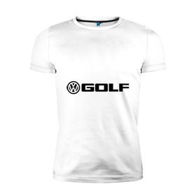 Мужская футболка премиум с принтом Volkswagen Golf в Тюмени, 92% хлопок, 8% лайкра | приталенный силуэт, круглый вырез ворота, длина до линии бедра, короткий рукав | golf | logo | volkswagen | гольф | логотип | фольцваген