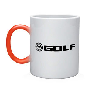 Кружка хамелеон с принтом Volkswagen Golf в Тюмени, керамика | меняет цвет при нагревании, емкость 330 мл | golf | logo | volkswagen | гольф | логотип | фольцваген