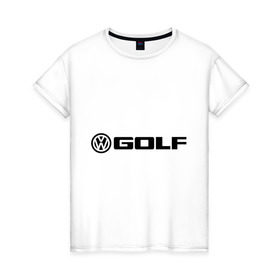 Женская футболка хлопок с принтом Volkswagen Golf в Тюмени, 100% хлопок | прямой крой, круглый вырез горловины, длина до линии бедер, слегка спущенное плечо | golf | logo | volkswagen | гольф | логотип | фольцваген
