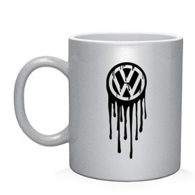Кружка с принтом Volkswagen в Тюмени, керамика | объем — 330 мл, диаметр — 80 мм. Принт наносится на бока кружки, можно сделать два разных изображения | logo | volkswagen | логотип | фольцваген