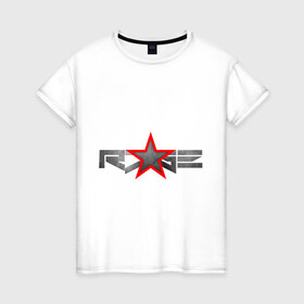 Женская футболка хлопок с принтом R7GE в Тюмени, 100% хлопок | прямой крой, круглый вырез горловины, длина до линии бедер, слегка спущенное плечо | @ | r7ge | youtube | звезда | метал