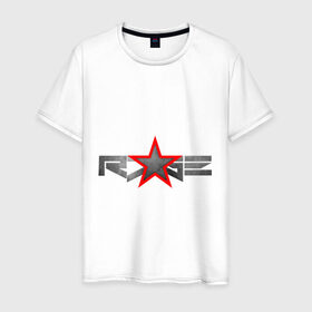 Мужская футболка хлопок с принтом R7GE в Тюмени, 100% хлопок | прямой крой, круглый вырез горловины, длина до линии бедер, слегка спущенное плечо. | @ | r7ge | youtube | звезда | метал