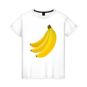 Женская футболка хлопок с принтом Бананас в Тюмени, 100% хлопок | прямой крой, круглый вырез горловины, длина до линии бедер, слегка спущенное плечо | банан