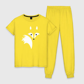 Женская пижама хлопок с принтом Силуэт лисички в Тюмени, 100% хлопок | брюки и футболка прямого кроя, без карманов, на брюках мягкая резинка на поясе и по низу штанин | fox | лиса | лисёнок | лисичка
