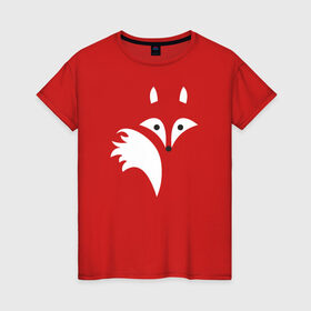 Женская футболка хлопок с принтом Силуэт лисички в Тюмени, 100% хлопок | прямой крой, круглый вырез горловины, длина до линии бедер, слегка спущенное плечо | fox | лиса | лисёнок | лисичка