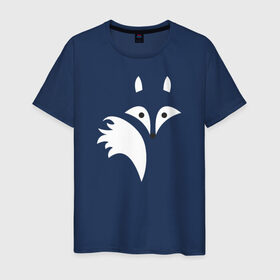 Мужская футболка хлопок с принтом Силуэт лисички в Тюмени, 100% хлопок | прямой крой, круглый вырез горловины, длина до линии бедер, слегка спущенное плечо. | Тематика изображения на принте: fox | лиса | лисёнок | лисичка