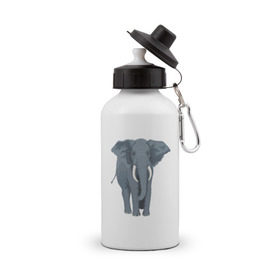 Бутылка спортивная с принтом Слон в Тюмени, металл | емкость — 500 мл, в комплекте две пластиковые крышки и карабин для крепления | 