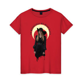 Женская футболка хлопок с принтом Шабаш в Тюмени, 100% хлопок | прямой крой, круглый вырез горловины, длина до линии бедер, слегка спущенное плечо | american horror story | сериал | шабаш