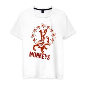Мужская футболка хлопок с принтом 12 обезьян в Тюмени, 100% хлопок | прямой крой, круглый вырез горловины, длина до линии бедер, слегка спущенное плечо. | Тематика изображения на принте: 12 monkeys | 12 обезьян | сериал