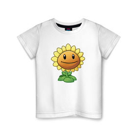 Детская футболка хлопок с принтом Plants Vs Zombies в Тюмени, 100% хлопок | круглый вырез горловины, полуприлегающий силуэт, длина до линии бедер | Тематика изображения на принте: растения против зомби