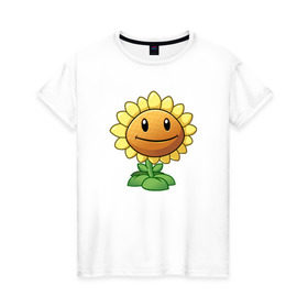 Женская футболка хлопок с принтом Plants Vs Zombies в Тюмени, 100% хлопок | прямой крой, круглый вырез горловины, длина до линии бедер, слегка спущенное плечо | растения против зомби