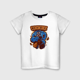 Детская футболка хлопок с принтом Печеньки в Тюмени, 100% хлопок | круглый вырез горловины, полуприлегающий силуэт, длина до линии бедер | cookie | коржик | монстр | печенье | улица сезам
