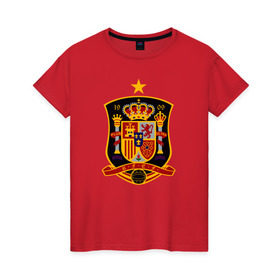 Женская футболка хлопок с принтом Spain National Football в Тюмени, 100% хлопок | прямой крой, круглый вырез горловины, длина до линии бедер, слегка спущенное плечо | испания | футбол