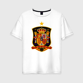 Женская футболка хлопок Oversize с принтом Spain National Football в Тюмени, 100% хлопок | свободный крой, круглый ворот, спущенный рукав, длина до линии бедер
 | испания | футбол