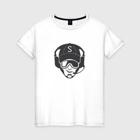 Женская футболка хлопок с принтом Схемов в Тюмени, 100% хлопок | прямой крой, круглый вырез горловины, длина до линии бедер, слегка спущенное плечо | @ | battlefield | logotip | схемов | ты дын тын т дын тын.youtube