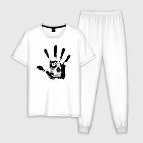 Мужская пижама хлопок с принтом Metallica (Pushead) в Тюмени, 100% хлопок | брюки и футболка прямого кроя, без карманов, на брюках мягкая резинка на поясе и по низу штанин
 | металлика