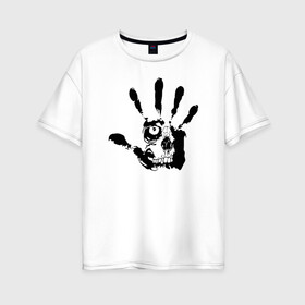 Женская футболка хлопок Oversize с принтом Metallica (Pushead) в Тюмени, 100% хлопок | свободный крой, круглый ворот, спущенный рукав, длина до линии бедер
 | металлика