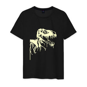 Мужская футболка хлопок с принтом Скелет динозавра в Тюмени, 100% хлопок | прямой крой, круглый вырез горловины, длина до линии бедер, слегка спущенное плечо. | скелет
