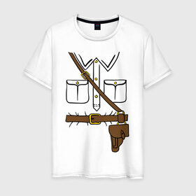Мужская футболка хлопок с принтом Военная форма в Тюмени, 100% хлопок | прямой крой, круглый вырез горловины, длина до линии бедер, слегка спущенное плечо. | военная форма | победа | портупея