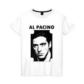 Женская футболка хлопок с принтом Аль Пачино в Тюмени, 100% хлопок | прямой крой, круглый вырез горловины, длина до линии бедер, слегка спущенное плечо | : кино | al pacino | аль пачино
