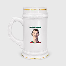 Кружка пивная с принтом Cristiano Ronaldo в Тюмени,  керамика (Материал выдерживает высокую температуру, стоит избегать резкого перепада температур) |  объем 630 мл | real madrid | ronaldo | роналду | футбол