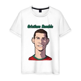 Мужская футболка хлопок с принтом Cristiano Ronaldo в Тюмени, 100% хлопок | прямой крой, круглый вырез горловины, длина до линии бедер, слегка спущенное плечо. | real madrid | ronaldo | роналду | футбол