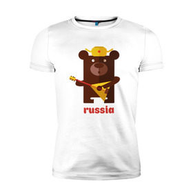 Мужская футболка премиум с принтом Russia в Тюмени, 92% хлопок, 8% лайкра | приталенный силуэт, круглый вырез ворота, длина до линии бедра, короткий рукав | russia | российа | я.русский
