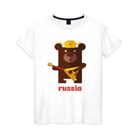 Женская футболка хлопок с принтом Russia в Тюмени, 100% хлопок | прямой крой, круглый вырез горловины, длина до линии бедер, слегка спущенное плечо | russia | российа | я.русский
