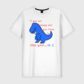 Мужская футболка премиум с принтом Динозаврик в Тюмени, 92% хлопок, 8% лайкра | приталенный силуэт, круглый вырез ворота, длина до линии бедра, короткий рукав | 