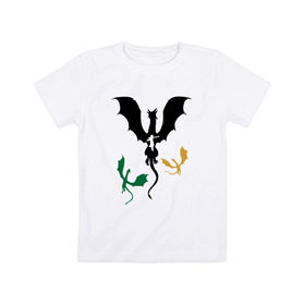 Детская футболка хлопок с принтом Dragons! в Тюмени, 100% хлопок | круглый вырез горловины, полуприлегающий силуэт, длина до линии бедер | dragonsgame of thrones игра престолов