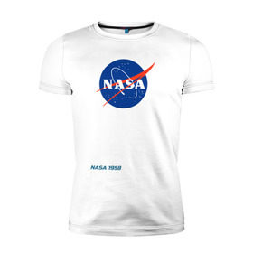 Мужская футболка премиум с принтом Nasa в Тюмени, 92% хлопок, 8% лайкра | приталенный силуэт, круглый вырез ворота, длина до линии бедра, короткий рукав | space nasa galaxy hubble