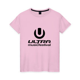Женская футболка хлопок с принтом Ultra Music Festival в Тюмени, 100% хлопок | прямой крой, круглый вырез горловины, длина до линии бедер, слегка спущенное плечо | house | rave | ultra music festival | umf