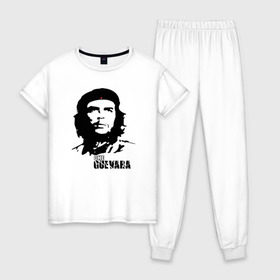 Женская пижама хлопок с принтом Эрнесто Че гевара в Тюмени, 100% хлопок | брюки и футболка прямого кроя, без карманов, на брюках мягкая резинка на поясе и по низу штанин | che guevara | революционер